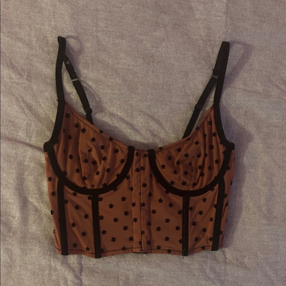 Urban Outfitters Brown and Black Star Bralette